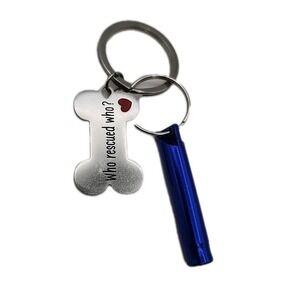 Who Rescued Who Shelter Pet Key Chain Bone Backpack Charm Dog Mom Whistle Gift